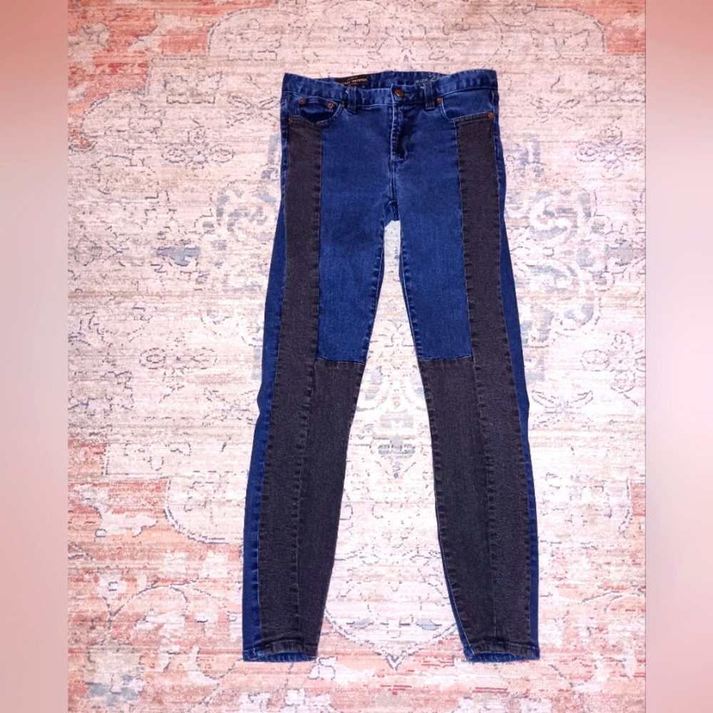 J.Crew Retro mid rise Toothpick Color block Jeans Size 26